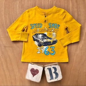 Cherokee Boys Mustard Vintage Car Long Sleeve Shirt 3t
